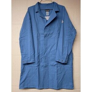 Bulwark FR Concealed Snap-Front Lab Coat Light Blue XL New